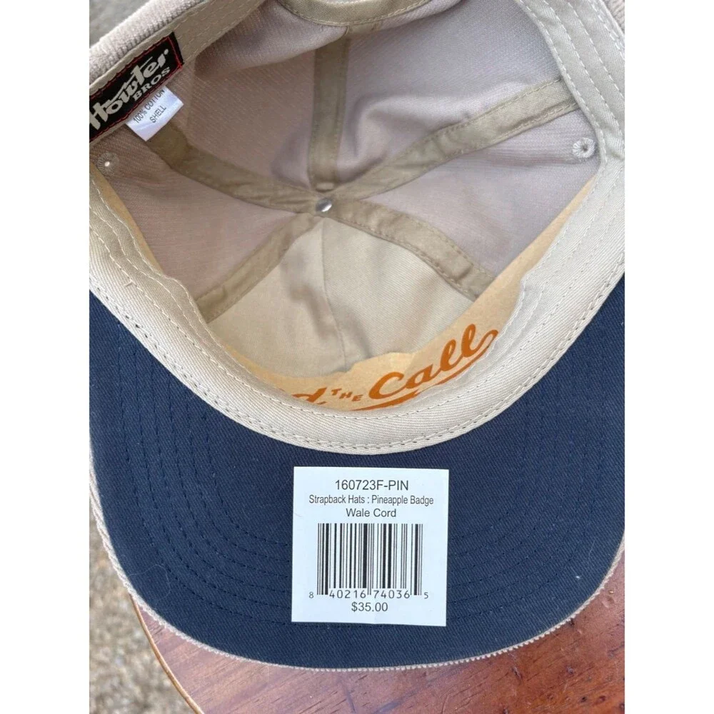 Howler Bros Pineapple Badge Wale Cord Beige Strapback Hat Adjustable NWT
